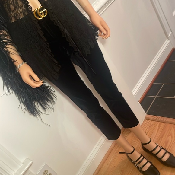 ANN TAYLOR Petite size 2  100% cotton black velvet hipster capri pant - Picture 5 of 13